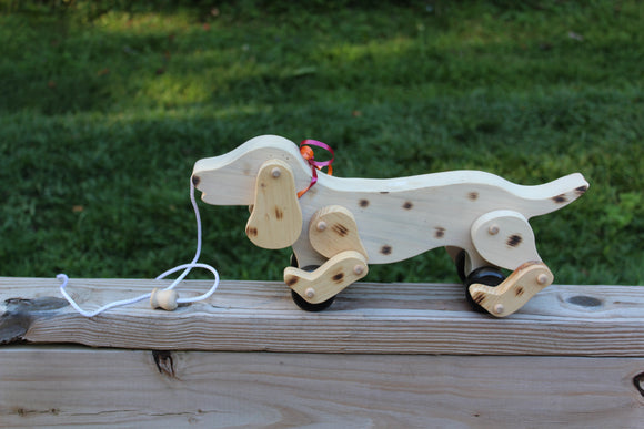 Amish Wooden Dog Pull Toy